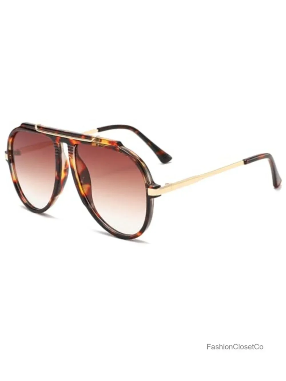 Oversized Retro Pilot Sunglasses UV400 Gold Square Flat Top Driving Glasses